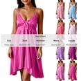 thumbnail image 4 of Lightweight Nightgowns for Women Zaewscy Women's Casual Summer Short-style Lace Knee-length Nightgown With Bow Decoration Sky Blue Free Size, 4 of 9