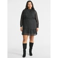 thumbnail image 3 of Time and Tru Women's Smocked Mini Dress with Long Sleeves, Sizes XS-XXXL, 3 of 5