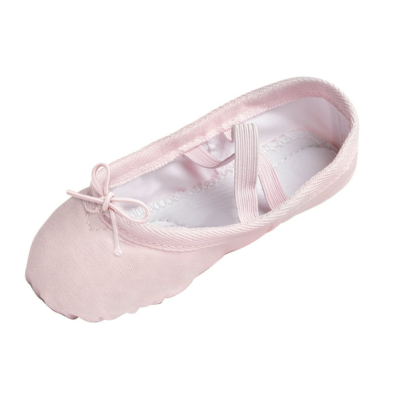 STELLE Canvas Ballet Shoes Spit Dance Slippers Flats Yoga Adjustable Bowknot Dance Shoes for Toddler Girls,Ballet Pink Walmart.com