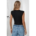 thumbnail image 4 of PRETTYGARDEN Going Out Tops for Women Trendy Cap Sleeve Crewneck Ruched Slim Fit Ribbed Knit Tanks Casual Fashion Asymmetrical Tee Shirts, 4 of 7