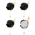 thumbnail image 1 of 4 piezas de Ramilletes de Rosa Negra Botones de Flor con Hoja para Boda (4.7 x 2 Pulgadas), 1 of 6