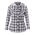 thumbnail image 1 of Camisa con capucha a cuadros de bloque de color talla grande Rosegal  de una pieza, 1 of 5
