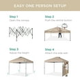 thumbnail image 3 of Best Choice Products 10x10ft Easy Setup Pop Up Canopy, Portable Tent w/ Side Wall, 1-Button Push, Case - Sand, 3 of 8