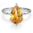 thumbnail image 3 of Gem Stone King 14K White Gold Yellow Citrine Solitaire Engagement Ring for Women | 2.89 Cttw | Pear Shape 12X8MM | Gemstone November Birthstone | Size 7, 3 of 6