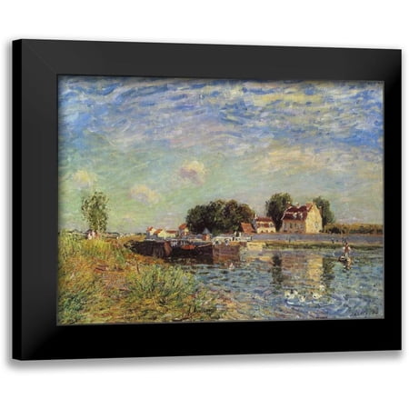 Sisley, Alfred 14x11 Black Modern Framed Museum Art Print Titled - Le canal du Loing a Saint-Mammes