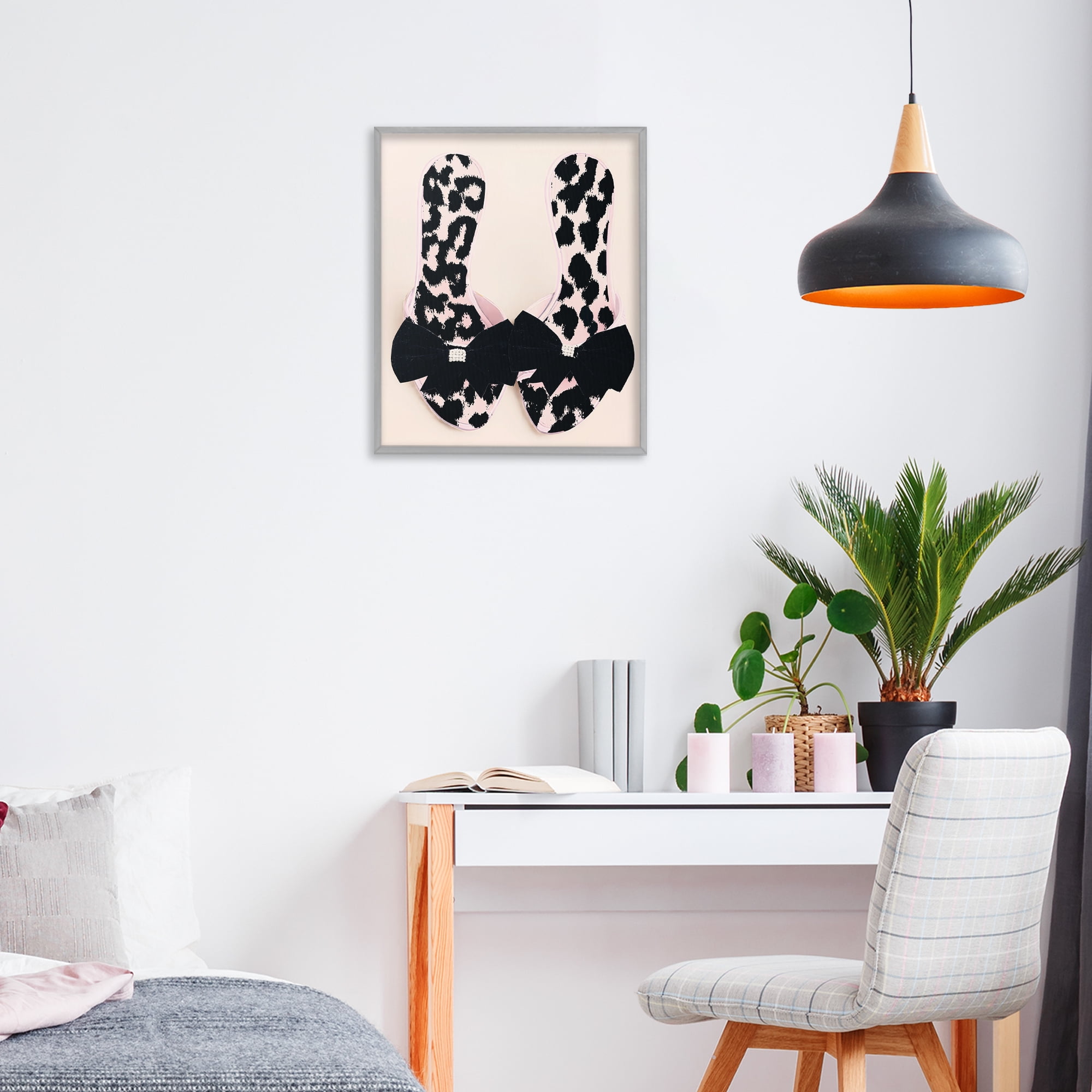 Cat Walk Spotted Shoes Gray Framed Giclee Art, design by Annabelle Hall