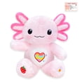 thumbnail image 1 of Ajolote de Peluche Rosa 35 cm, Corazón Arcoíris Bordado, Algodón PP, con Tarjeta de Identidad, Regalo Kawaii, 1 of 5
