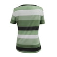 thumbnail image 7 of Summer Tees for Women Striped Short Sleeve Crewneck Pullover Tops Breathable Casual Outfits Olive Green S, 7 of 7