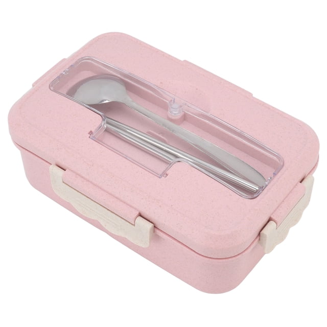 Kids Bento Box, Leakproof Compartments Design Bento Box Large Capacity With Spoon Chopsticks For Students For Office Elegant Blue Lunch Box + Tableware,Camellia Red Lunch