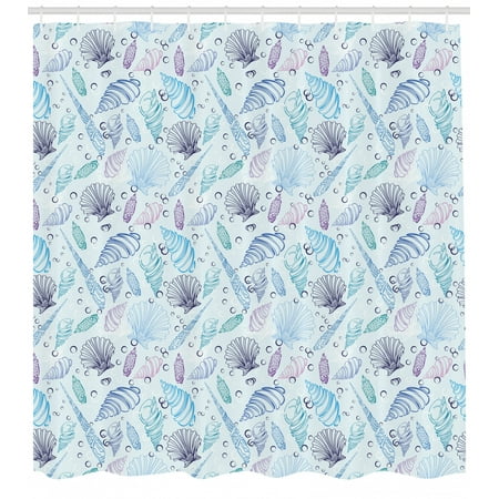 Nautical Shower Curtain Various Sea Shell Pattern Underwater