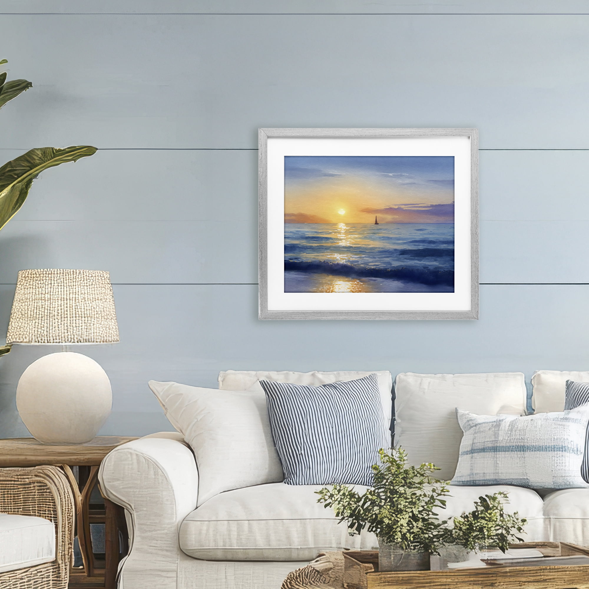 Stupell Industries Sails To The Sun At Sea Gray Framed Print Under Glass, design by Franklyn Gregory