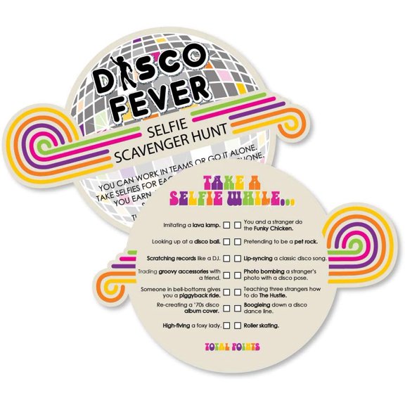 70's Disco - Selfie Scavenger Hunt - 1970s Disco Fever Party Game - Set of