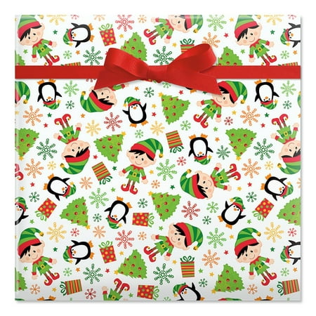 Elves Christmas Rolled Gift Wrap - 67 sq. ft.