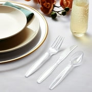 180 Pack Clear Plastic Silverware, Disposable Cutlery Utensils with Spoons, Forks and Knives, Heavy Duty Flatware Set for Parties & Events