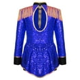 thumbnail image 4 of renvena Kids Girls Circus Jumpsuit Drummer Major Uniform Long Sleeve Fringe Epaulet Sequins Bodysuit Royal Blue 8, 4 of 7