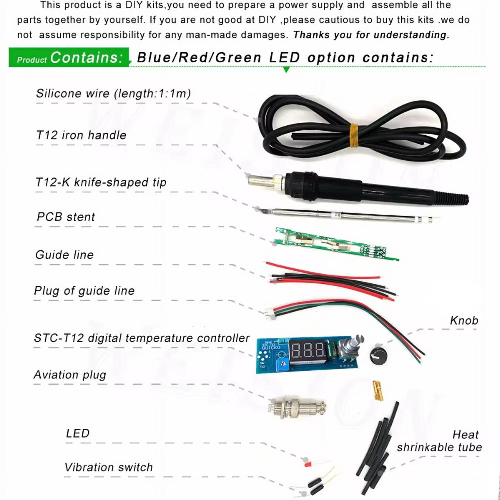 -T12 Solder Iron DIY Kits, Digital Soldering Iron Station Kits