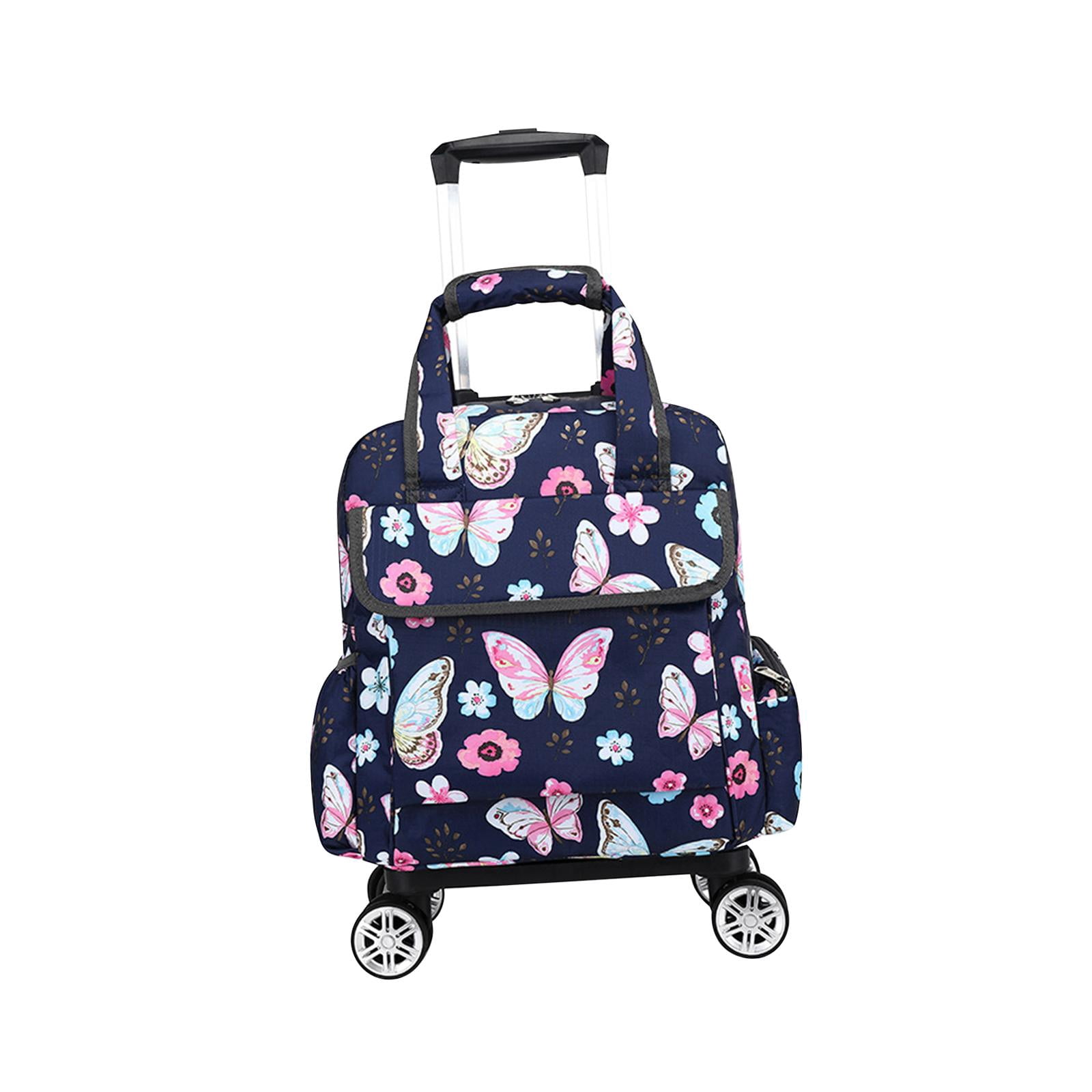Sharprepublic Duffle with Wheels Clothing Waterproof with 2 Wheel Rolling Luggage Oxford Cloth Butterfly