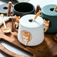thumbnail image 4 of Taza de café de cerámica, taza con patrón de animal Shiba Inu 3D, mango de diseño de madera interesante y cuchara a juego, muy adecuada para regalos, 420 ml., 4 of 5