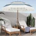 thumbnail image 3 of AMMSUN 7ft Patio Umbrella with Fringe Tassel Outdoor UPF50+ Shade Tilt Shelter,Dusty Blue Stripes, 3 of 9