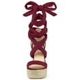 thumbnail image 6 of BLISSFUL STEP Women's Shoes Faux Suede Platform Wedge Heel Lace Up Open Toe Sandals  Burgundy 7.5, 6 of 7
