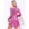 thumbnail image 4 of DARING DIVA Women's Prom Choker Neck High Waist Velvet Mini Dress XL Hot Pink, 4 of 6
