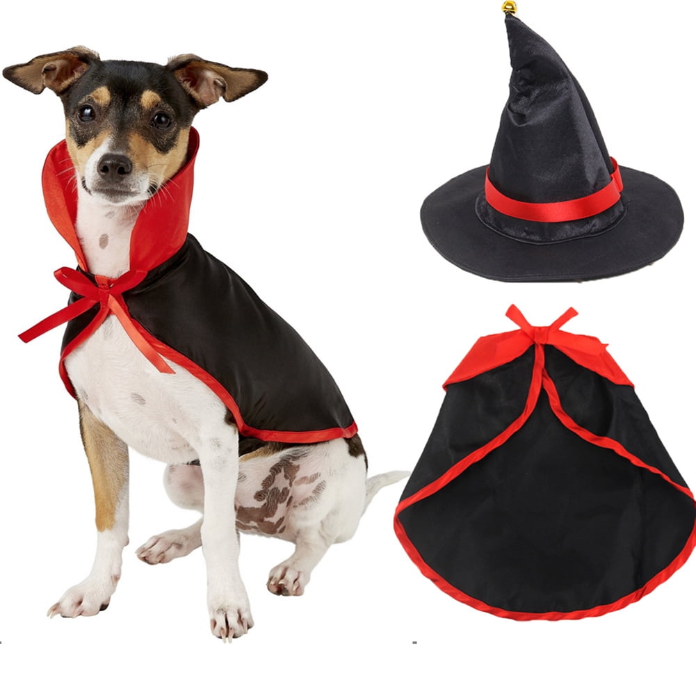 Idepet Dog Cat Cloak Hat Halloween Costume Pet Cape Cosplay Puppy Kittens Red Black Fancy Christmas Holiday Costume Decoration Accessories Clothes for Small Medium Dogs Cats