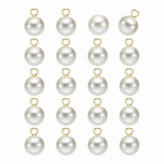 20pcs Round Faux Pearl Buttons 10mm 3/8" Gold Metal Shank Sewing Buttons Replacement DIY Small Button for Sewing Clothing Bridal Wedding Dress DIY Crafts, Beige Gold