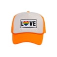 thumbnail image 1 of Gravity Threads LGBTQ+ Love Rainbow Heart Patch Trucker Hat - White/Neon Orange, 1 of 2