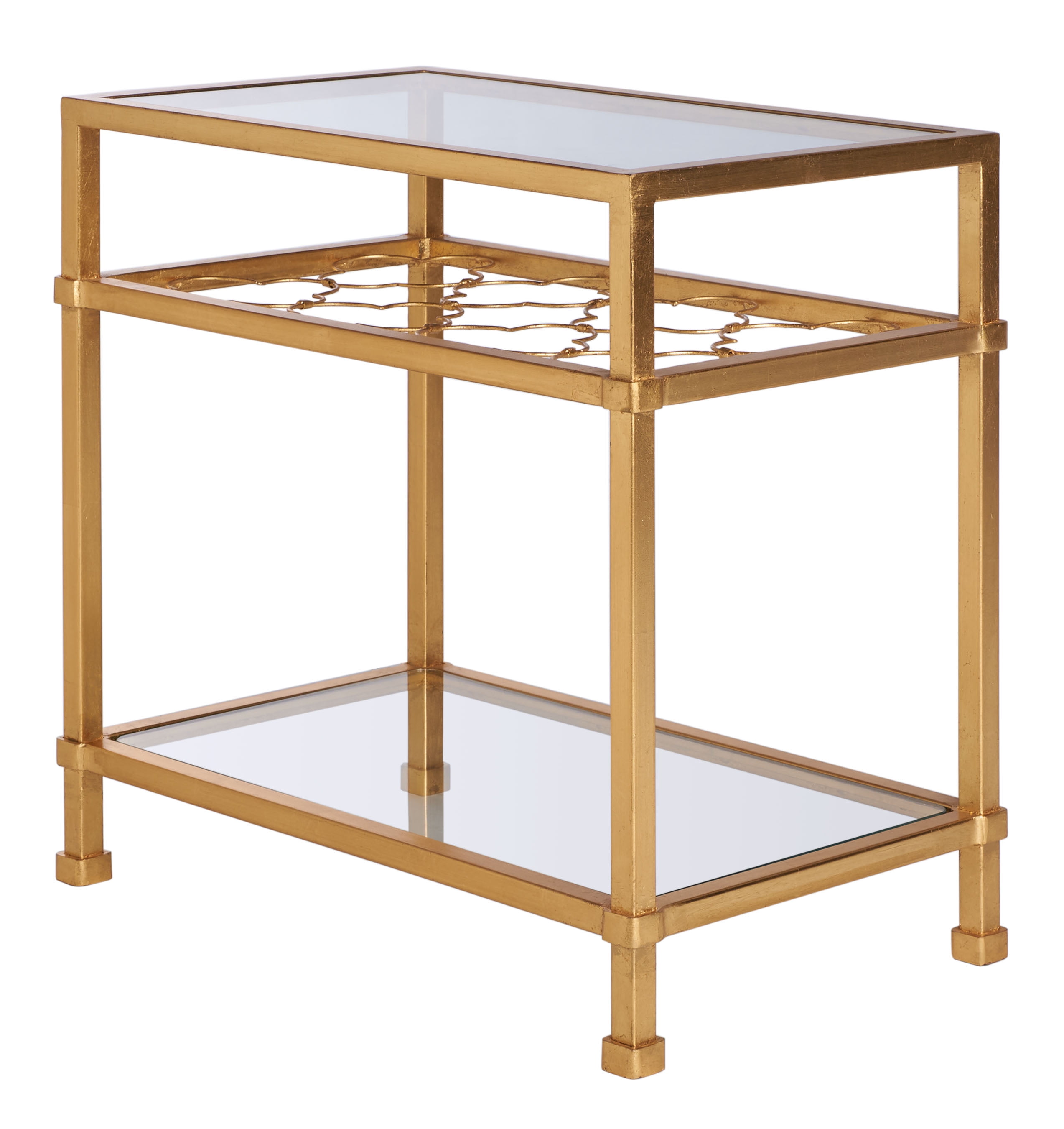 SAFAVIEH Couture Hanzel Glam Glass Top Metal End Table, Gold/Glass