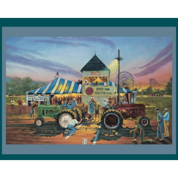 Farm For Top Honors Tractor Pull Panel Cotton Fabric