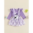 thumbnail image 6 of Elippeo Baby Girls Halloween Skirt Sets Flying Sleeve Romper Ghost/Pumpkin Embroidery Suspender Skirt Sets 3 6 12 18 Months, 6 of 10