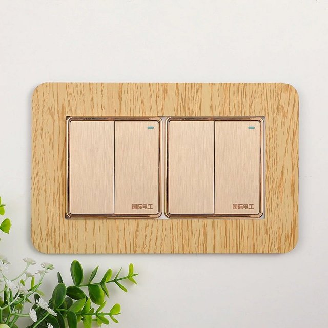 Pegatina decorativa para interruptor, cubierta protectora, luz de lujo, moderna, simple, de color sólido, placa de aluminio acrílico, marco de enchufe