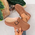 thumbnail image 5 of Purcolt Clogs for Women Comfortable Casual Hollow-out PU Leather Closed Round Toe Arch Support Slip On Flat Shoes Lightweight Memory Foam House Shoes with Buckle, 5 of 9