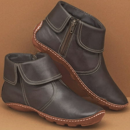 

Women s Winter Fashion Flat Vintage Pleated Round Toe Zip Up Ankle Boots Boots Women 8 Boots Size 6 Women Thin Socks for Boots Women Womens Boots Leather Lace up Womens Low Boots Men Made Womens Boots