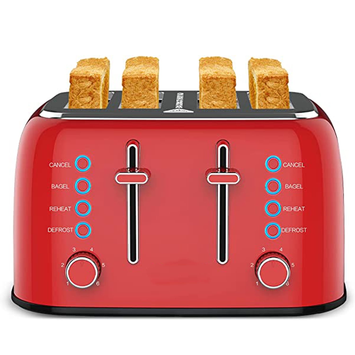 Toaster 4 Slice, UWRNite Retro Stainless Steel ExtraWide Slot Toaster