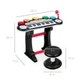 thumbnail image 2 of Best Choice Products 37-Key Kids Electronic Musical Instrument Piano Learning Toy Keyboard w/ Multiple Sounds, Lights, Microphone, Stool - Black, 2 of 7