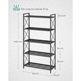 thumbnail image 5 of Estantería Metálica de 5 Niveles con Ruedas, Estantería de Malla con Marcos Laterales en X, 32 x 80 x 145.5 cm, para Entrada, Cocina, Salón, Baño, Estilo Industrial, Negro, 5 of 5