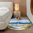 thumbnail image 3 of Summer Scenery Round Living Room Rugs 7 ft, Watercolor Beach Chair Washable Area Rug with Non-Slip Sturdy Edge Binding Round Carpet for Kitchen Office Bedroom, 3 of 9