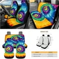 thumbnail image 3 of Yuyamidu Rainbow Tie Dye Car Seat Cover 15 Pack Front Back Seat Cover with Universal Steering Wheel Cover Seatbelt Strap Pad Trash Can Car Vent Organizer Cup Holders Rearview Mirror Cover Keychain, 3 of 7