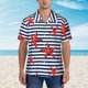 thumbnail image 2 of Fotbe Starfish Navy Blue Stripe Camisa Hawaiana para Hombre Unisex – Camisa Casual de Verano con Botones de Manga Corta de Algodón y Lino,Large, 2 of 7