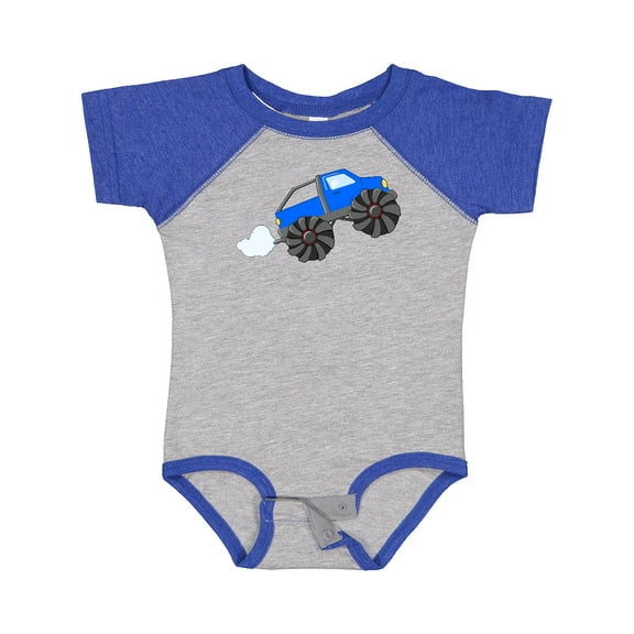 Inktastic Blue Monster Truck Action Boys or Girls Baby Bodysuit