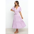 thumbnail image 3 of Women's Tied Back Tiered Short Sleeve Midi Dress with 65% Polyester and 35% Cotton for Everyday Wear Layered Silhouette, 3 of 8