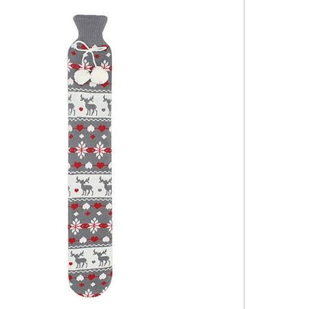 Olivia Rocco Extra Long Hot Water Bottle With Super Soft Unicorn Pug Cover 72 Cm Thermotherapy 2L Pure Natural Rubber Winter Gift (Penguin Trapper