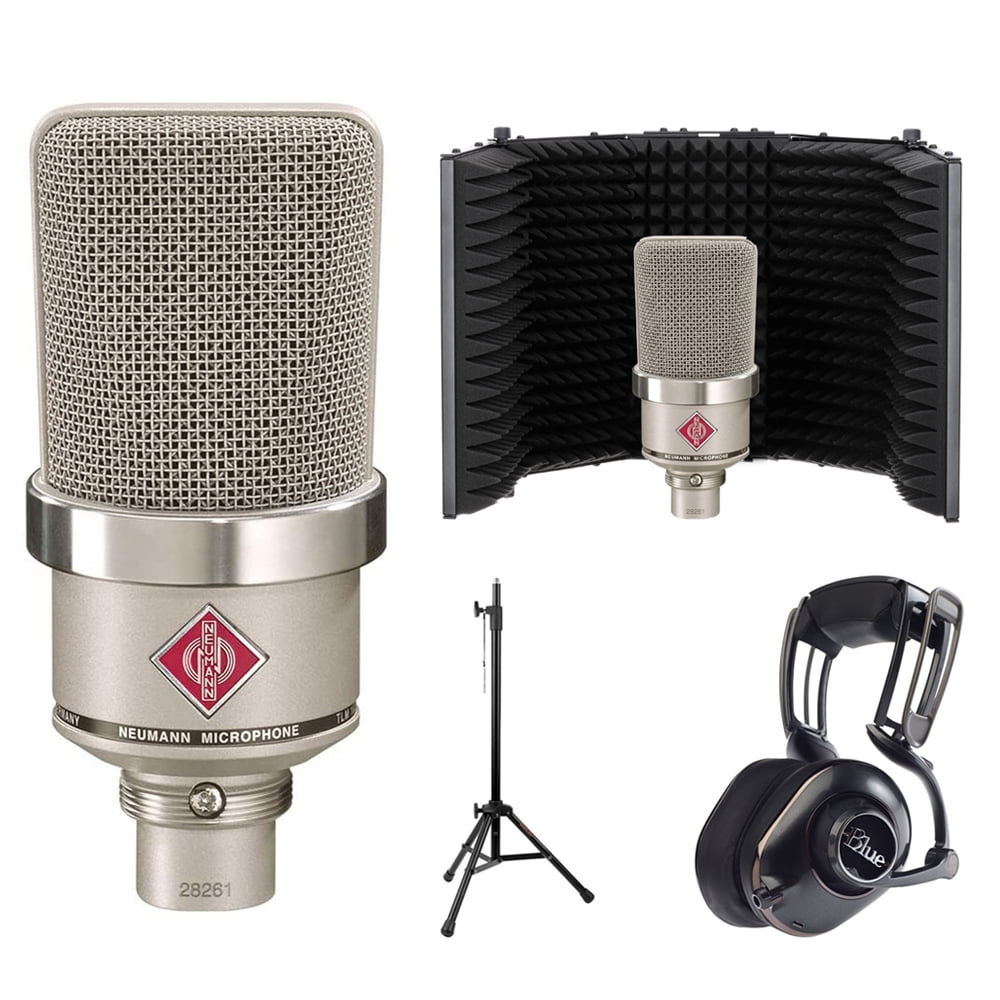 Neumann TLM102 Studio Condenser Microphone (Nickel) Bundle with Blue