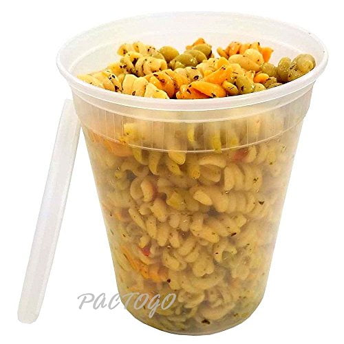 Pactiv 32 oz Plastic 7 Round Meal Prep Food Containers with Lids