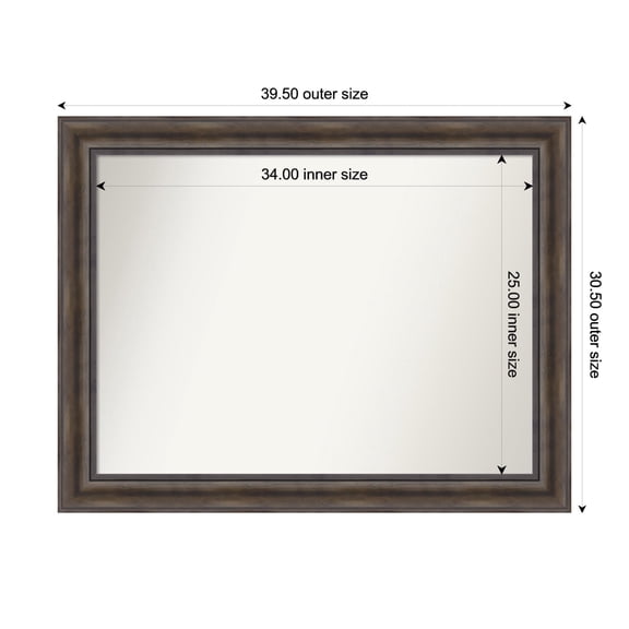 Amanti Art Custom Wall and Bathroom Mirror (30.5 x 39.5 in.), Rustic Pine Brown Frame