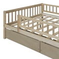 thumbnail image 7 of Full Size Daybed with Two Storage Drawers, Solid Wood Sofa Bed Frame with Guardrails and Support Slats, Low Platform Bed Frame for Teens Girls & Boys, No Box Spring Needed, Natural, 7 of 7