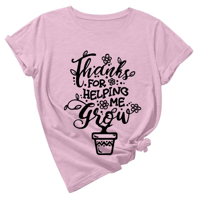 Hauts Décontractés à Col Rond pour Femmes, Pull Imprimé Mignon pour la Journée des Enseignants, Manches Courtes, T-Shirt
