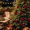 thumbnail image 2 of Velvet Wine Red Christmas Ball Ornament Medium Size 10cm for Tree and Holiday Decor, 2 of 6