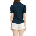 thumbnail image 3 of INSPIRE CHIC Women's Puff Sleeve Point Collar Button Down Essential Office Shirt, 3 of 7